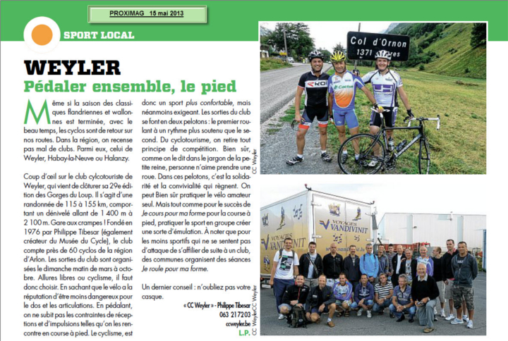 Pédaler ensemble, le pied Article de l'Avenir du Luxembourg